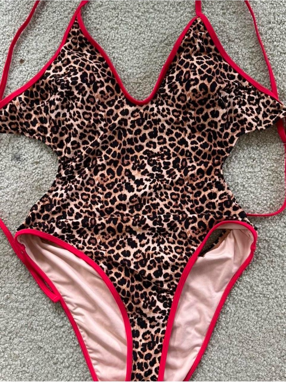 Cupshe Leopard Print One-Piece Swimsuit with Pink Trim